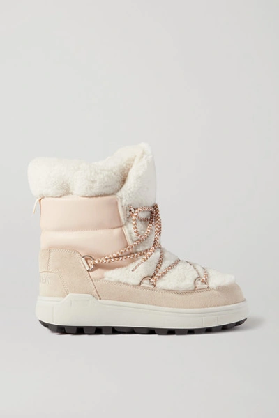Shop Bogner Chamonix 3 Suede, Leather And Shearling Snow Boots In White