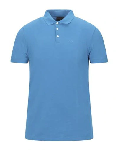 Shop Emporio Armani Man Polo Shirt Azure Size Xxl Cotton