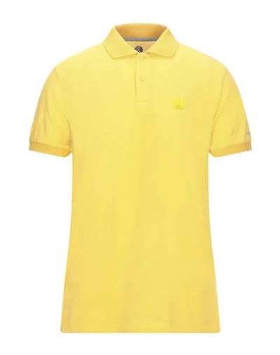 Shop People Of Shibuya Man Polo Shirt Yellow Size S Cotton, Elastane