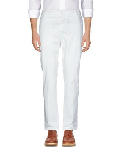 Shop Dondup Man Pants White Size 30 Cotton, Elastane