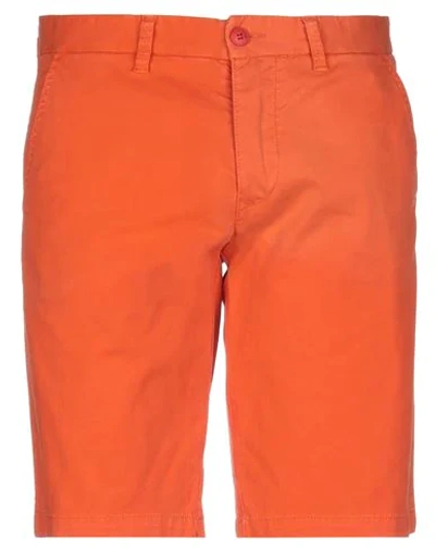 Shop Blauer Man Shorts & Bermuda Shorts Orange Size 31 Cotton, Elastane