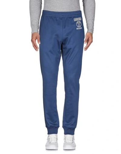 Shop Moschino Man Pants Blue Size 40 Polyester, Cotton, Elastane