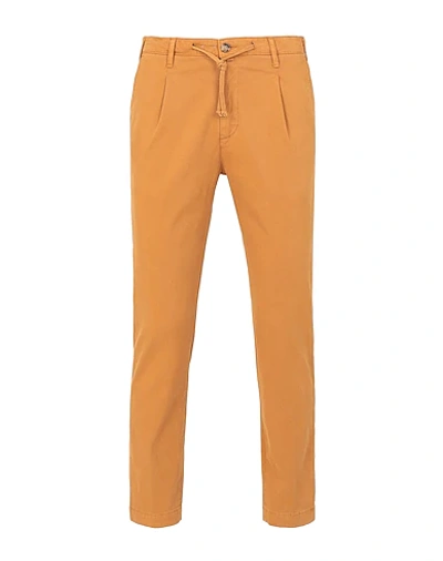 Shop 8 By Yoox Cotton Pull-on Pleated Carrot-leg Trousers Man Pants Ocher Size 30 Cotton, Elastane In Yellow