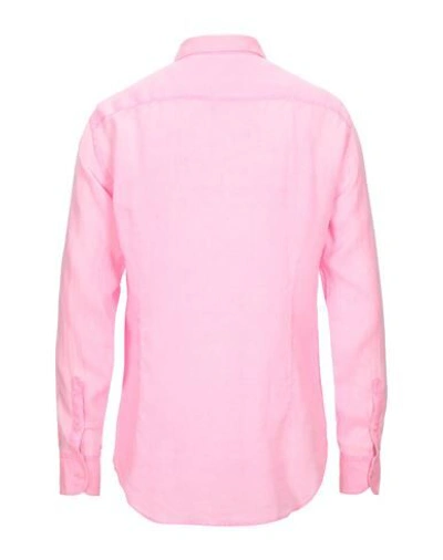Shop Mc2 Saint Barth Man Shirt Pink Size Xl Linen