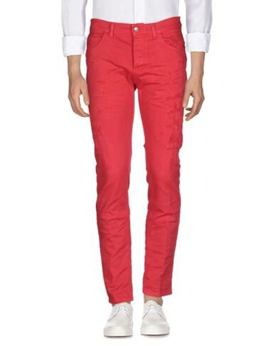 Shop Frankie Morello Man Jeans Red Size 38 Cotton, Elastane