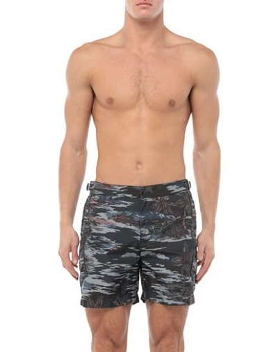 Shop Coach Swim Trunks In Dark Blue