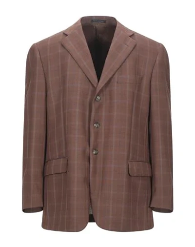 Shop Lubiam Suit Jackets In Brown