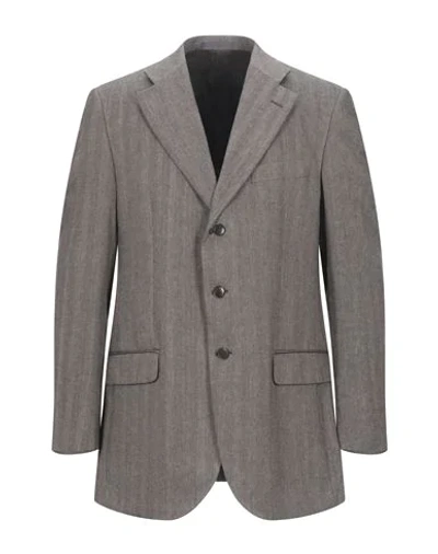 Shop Lubiam Man Blazer Lead Size 38 Cotton, Linen In Grey