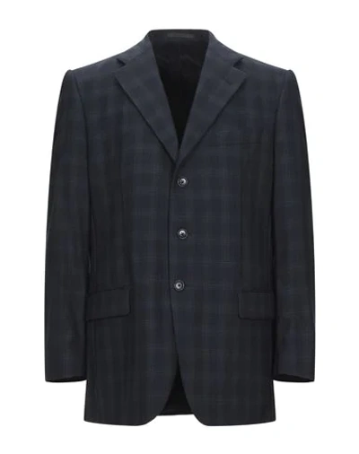 Shop Lubiam Suit Jackets In Dark Blue