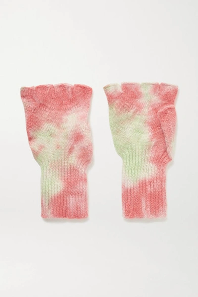 Shop The Elder Statesman Tie-dyed Cashmere Fingerless Gloves In Pink