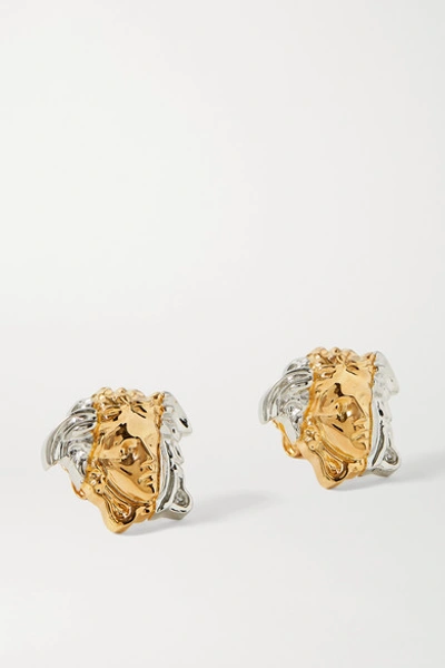 Shop Versace Medusa Gold And Silver-tone Earrings