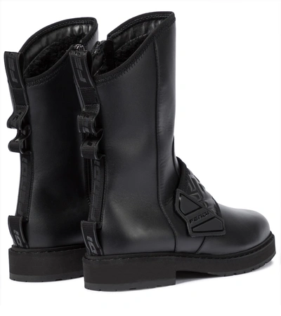Shop Fendi Ff Leather Ankle Boots In Black