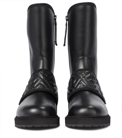 Shop Fendi Ff Leather Ankle Boots In Black