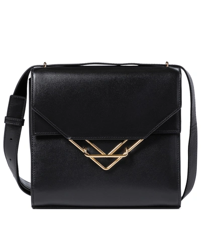 Shop Bottega Veneta Clip Leather Shoulder Bag In Black