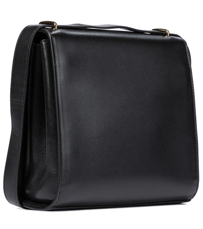 Shop Bottega Veneta Clip Leather Shoulder Bag In Black