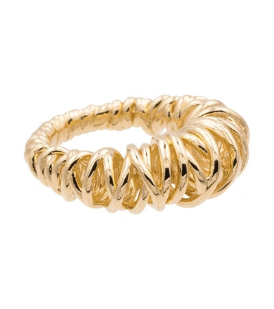 Shop Bottega Veneta 18kt Gold-plated Coil Ring