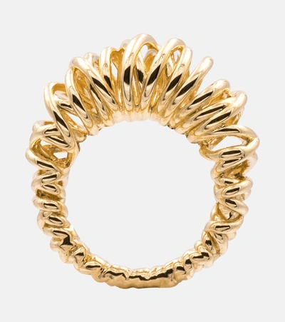 Shop Bottega Veneta 18kt Gold-plated Coil Ring