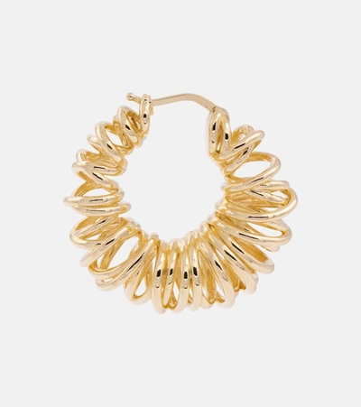 Shop Bottega Veneta 18kt Gold-plated Coil Hoop Earrings