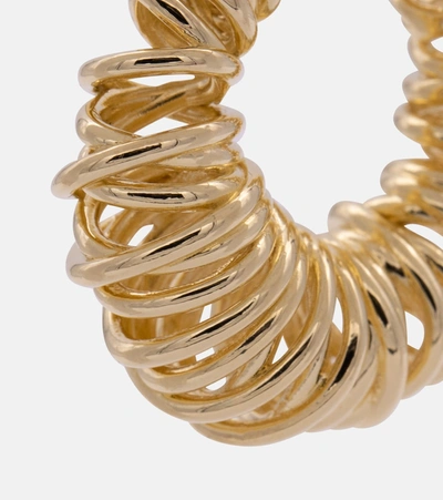 Shop Bottega Veneta 18kt Gold-plated Coil Hoop Earrings