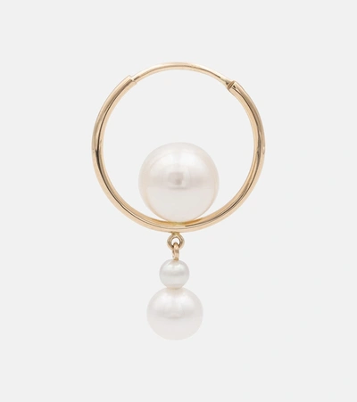 Shop Sophie Bille Brahe Babylon Elipse 14kt Gold Single Earring With Pearls
