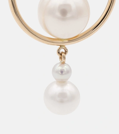 Shop Sophie Bille Brahe Babylon Elipse 14kt Gold Single Earring With Pearls