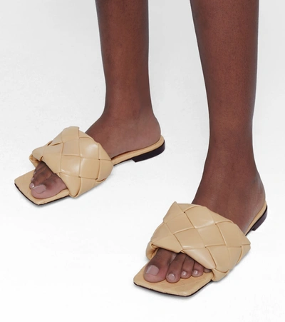 Shop Bottega Veneta Lido Leather Sandals In Beige