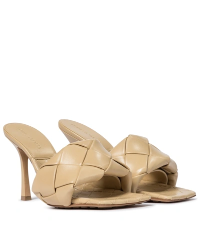 Shop Bottega Veneta Lido Leather Sandals In Cane Sugar