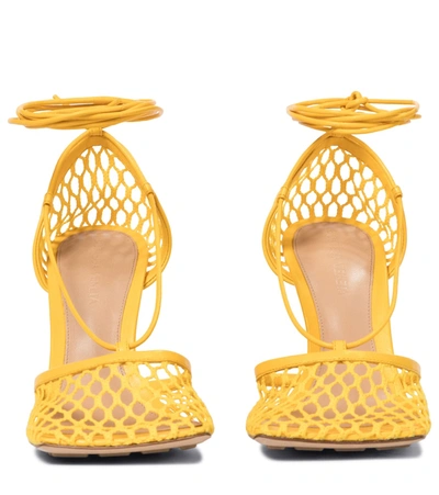 Shop Bottega Veneta Stretch Leather-trimmed Mesh Pumps In Yellow