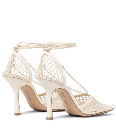 Shop Bottega Veneta Stretch Leather-trimmed Mesh Pumps In White