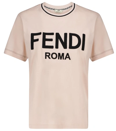 Shop Fendi Logo Cotton Jersey T-shirt In Pink