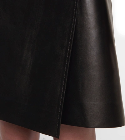 Shop Bottega Veneta Leather Wrap Miniskirt In Black