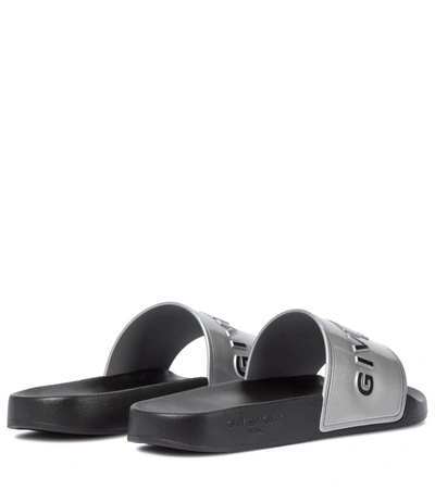 Shop Givenchy Paris Flat Slides In Silver