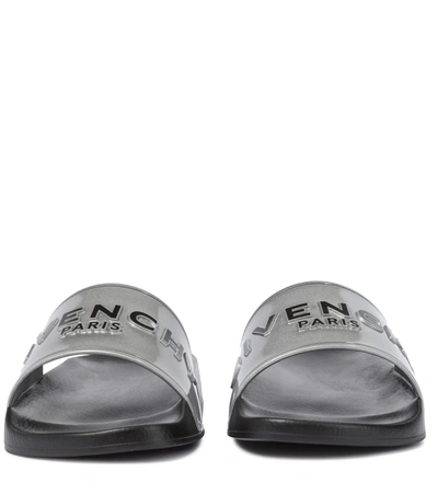 Shop Givenchy Paris Flat Slides In Silver