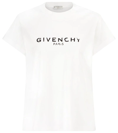Shop Givenchy Logo Cotton-jersey T-shirt In White