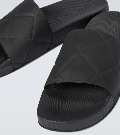 Shop Bottega Veneta The Slider Rubber Sandals In Black