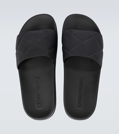 Shop Bottega Veneta The Slider Rubber Sandals In Black