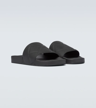 Shop Bottega Veneta The Slider Rubber Sandals In Black