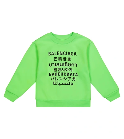 Shop Balenciaga Languages Cotton Sweatshirt In Green