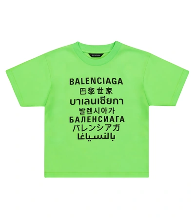 Shop Balenciaga Languages Cotton T-shirt In Green