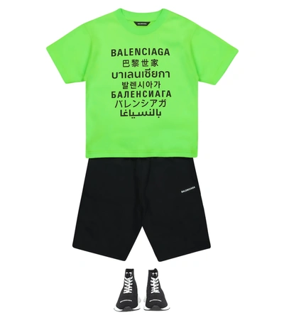 Shop Balenciaga Languages Cotton T-shirt In Green