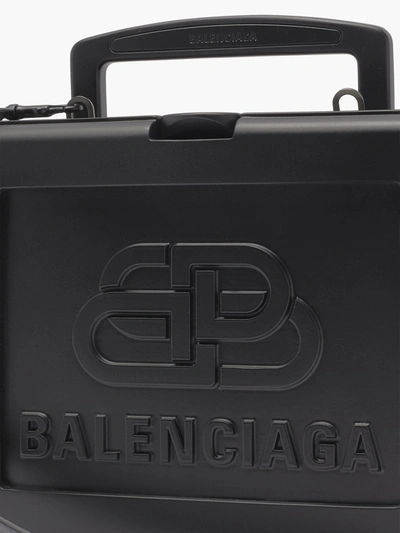 NEW Balenciaga Black Lunch Box Mini Case Embossed Logo Crossbody
