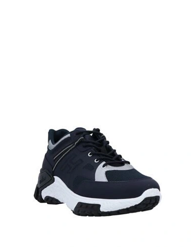 Shop Hogan Man Sneakers Midnight Blue Size 8.5 Soft Leather, Textile Fibers