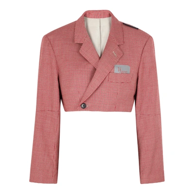 Shop 1/off Paris Houndstooth Cropped Wool Blazer In Multicoloured