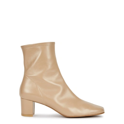 Shop By Far Sofia 65 Taupe Leather Ankle Boots In Nude