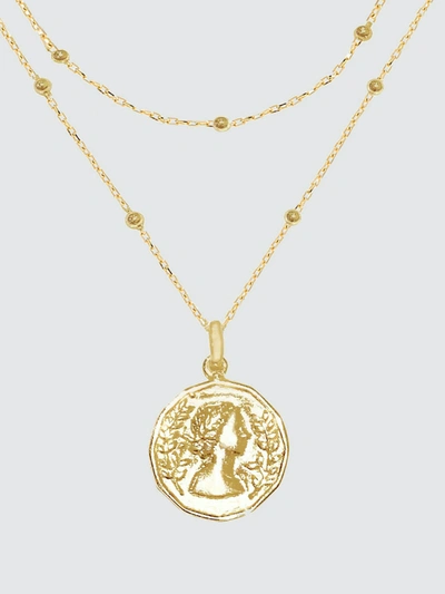 Shop Adina's Jewels - Verified Partner Layered Ball Chain Coin Necklace In Gold