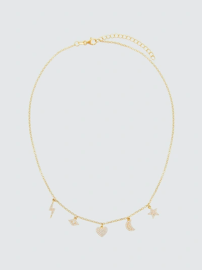 Shop Adina's Jewels - Verified Partner Pave Multi Charms Necklace In Gold