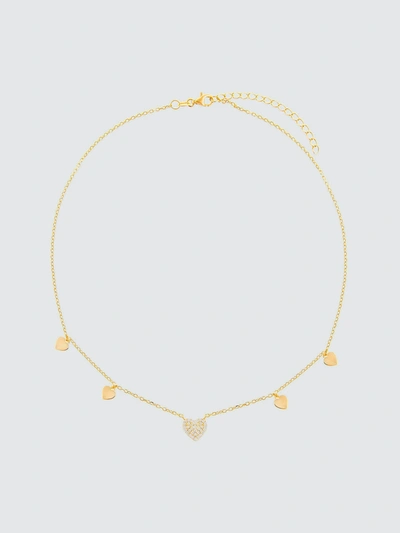 Shop Adina's Jewels - Verified Partner Pave X Solid Hearts Necklace In Gold