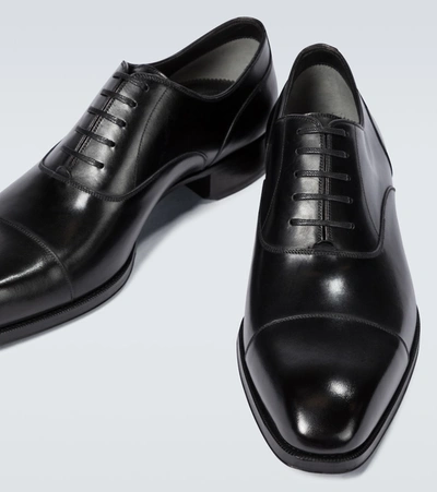 Shop Tom Ford Elkan Leather Oxford Shoes In Black