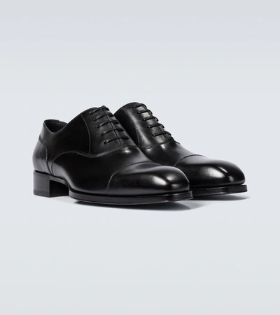 Shop Tom Ford Elkan Leather Oxford Shoes In Black