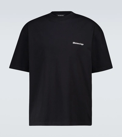 Shop Balenciaga Bb Medium-fit T-shirt In Black/white